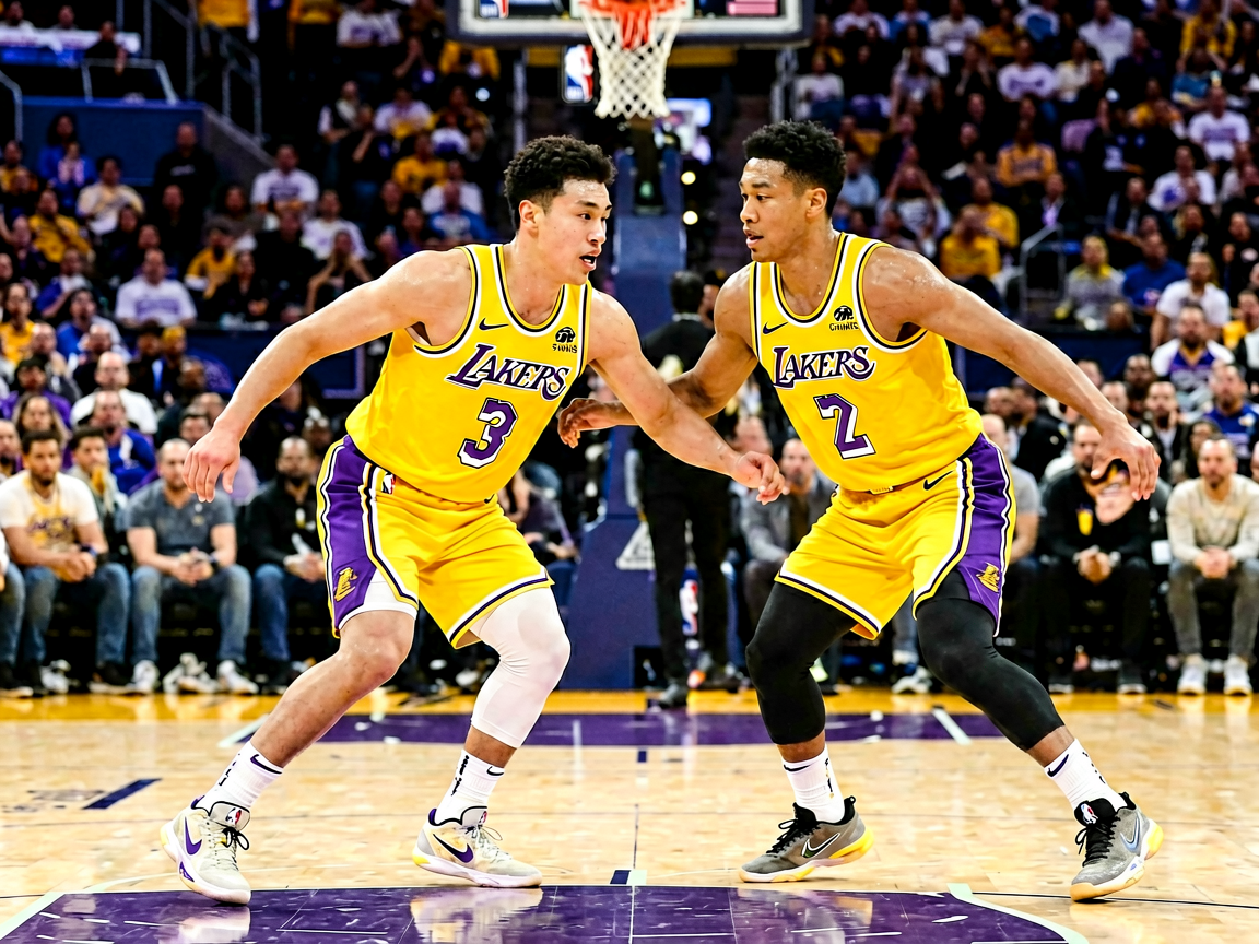 NBA湖人勇士激烈对抗比赛现场
